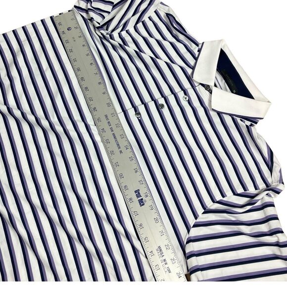 Greyson Shirt Mens XL Purple Stripe Polo Golf Stretch Preppy Wolf Button Classic - Picture 5 of 9